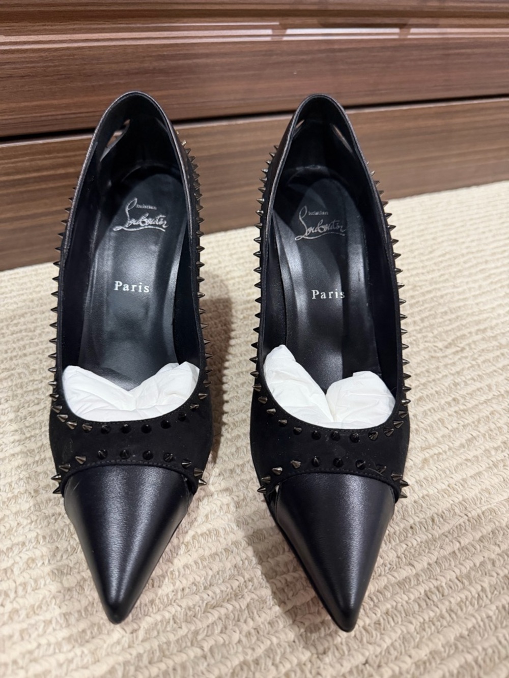 Christian Louboutin Black Pointed Spike Studded Pumps